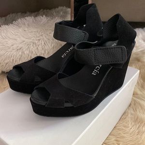 Pedro Garcia black wedge sandals